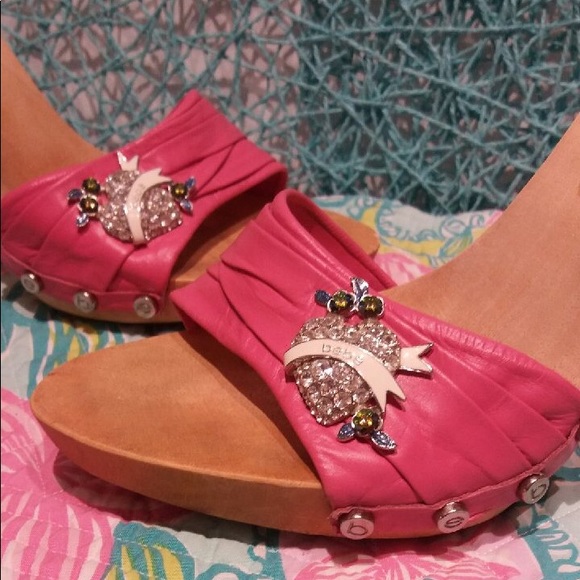 Bebe Platform Wooden Heels Swarovski - Picture 2 of 8